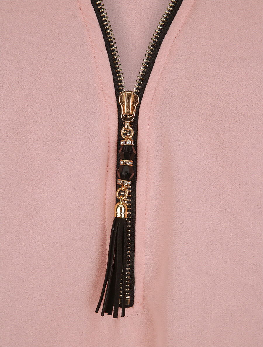 Top boule uni à zip - Rose pâle - 3