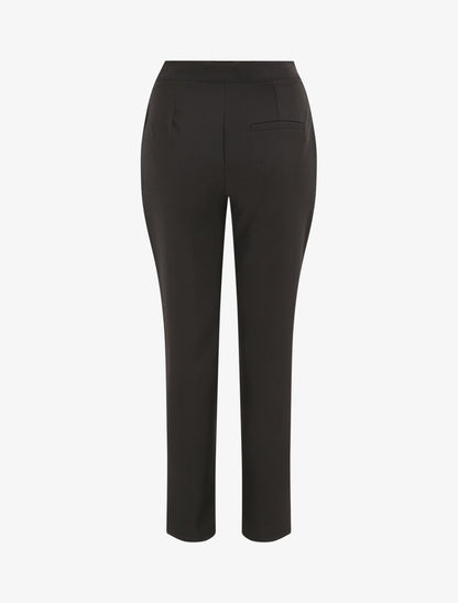 Pantalon carotte taille haute uni - Noir - 2