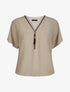 Top boule uni à zip - Beige - 1
