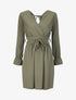 Robe courte patineuse à col cache-coeur - Kaki - 1
