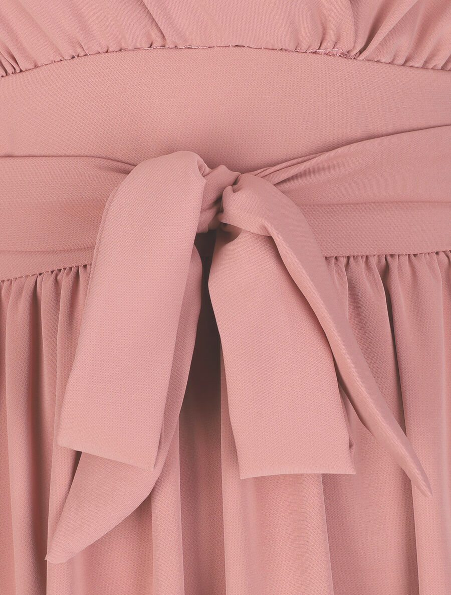 Robe courte patineuse à col cache-coeur - Rose - 3