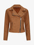 Perfecto droit en suédine poche zippée décorative - Camel - 1