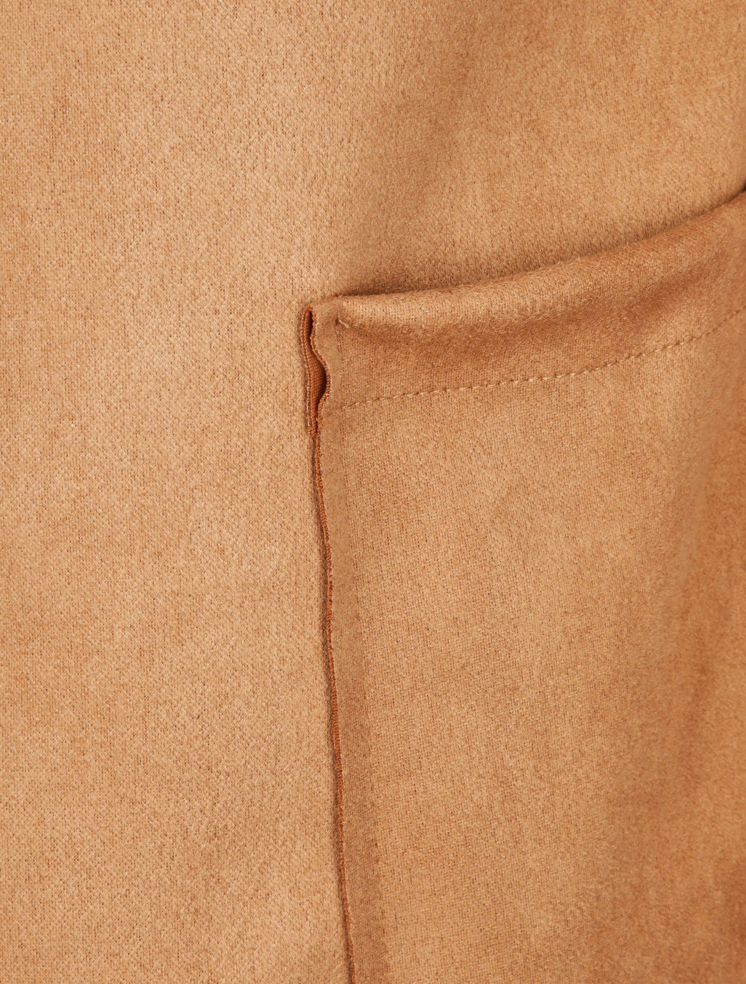 Veste droite mi-longue en suédine - Camel - 3
