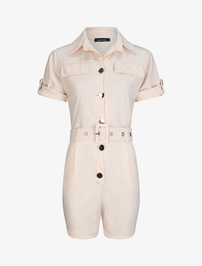 Combishort fluide unie - Beige - 1