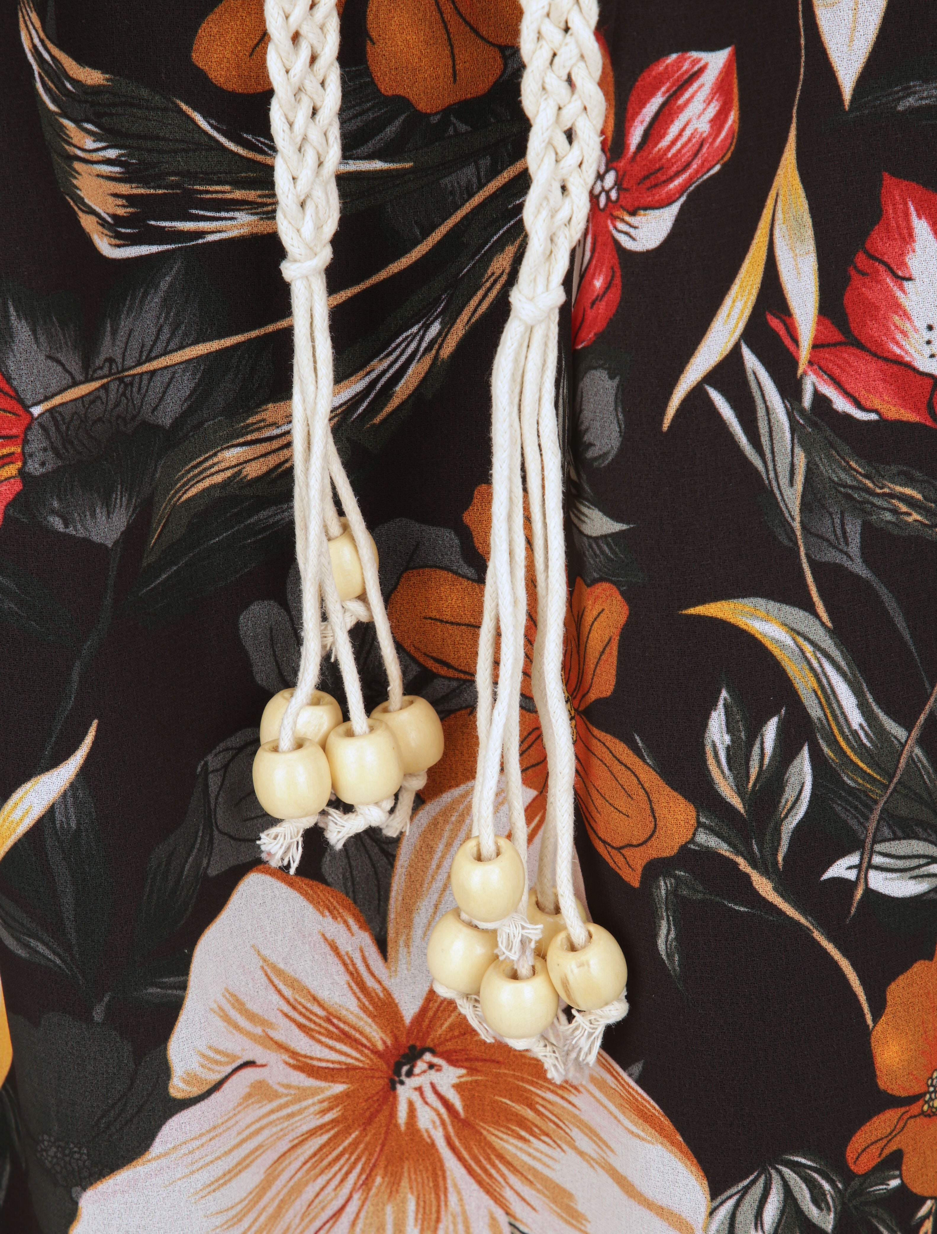 Robe droite à imprimé grandes fleurs - Noir - 3