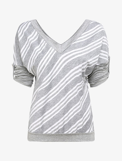 Top droit rayé irisé - Gris clair - 1