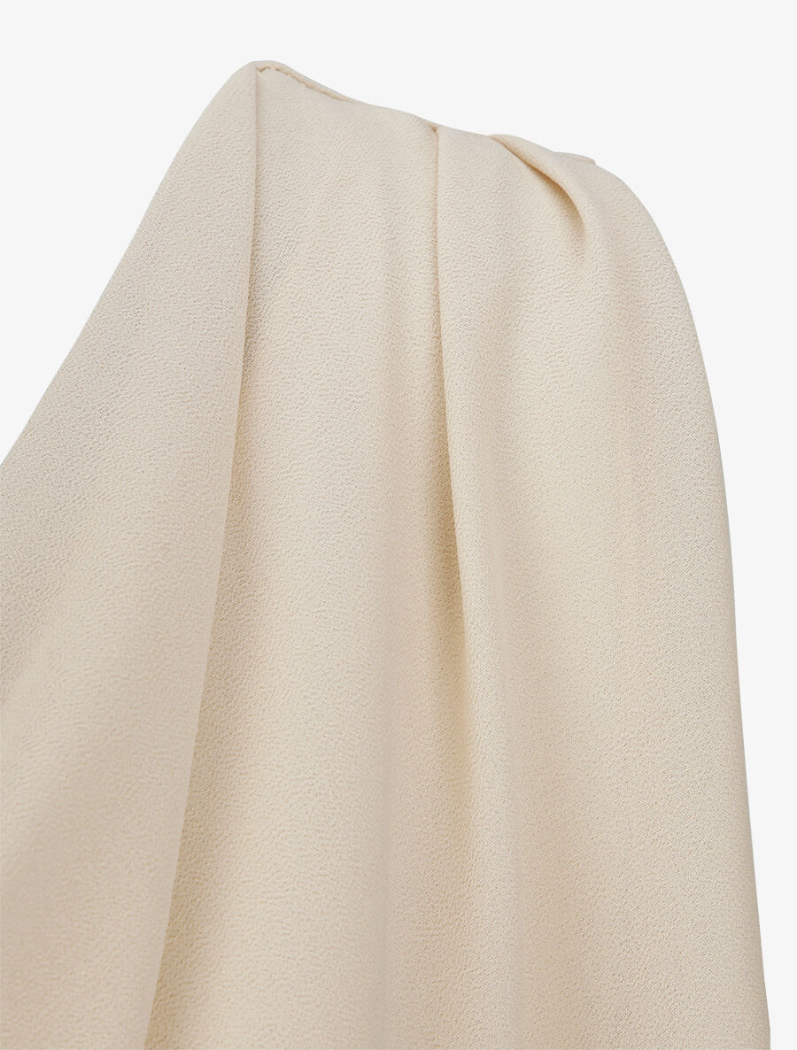 Top voile droit uni et col bénitier - Beige - 4