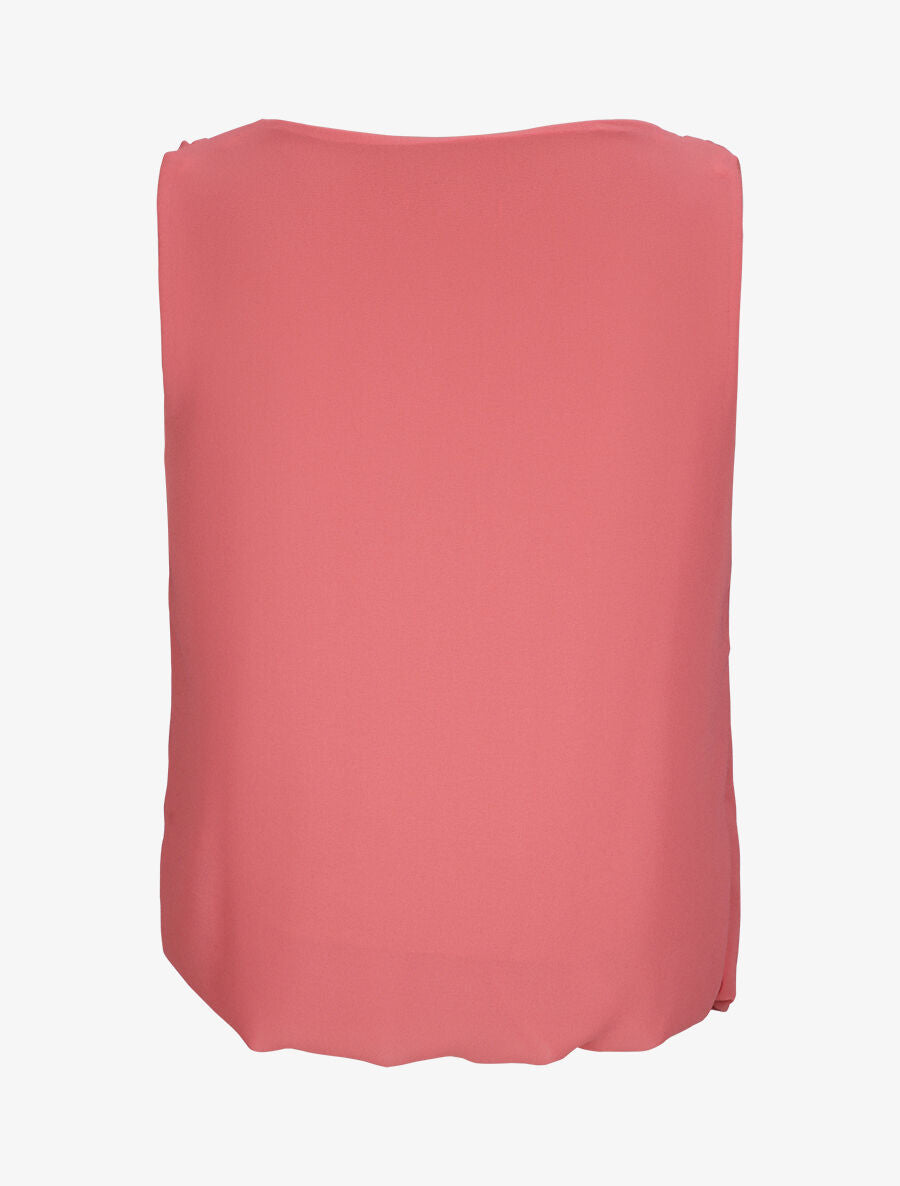 Top voile droit uni et col bénitier - Rose - 2