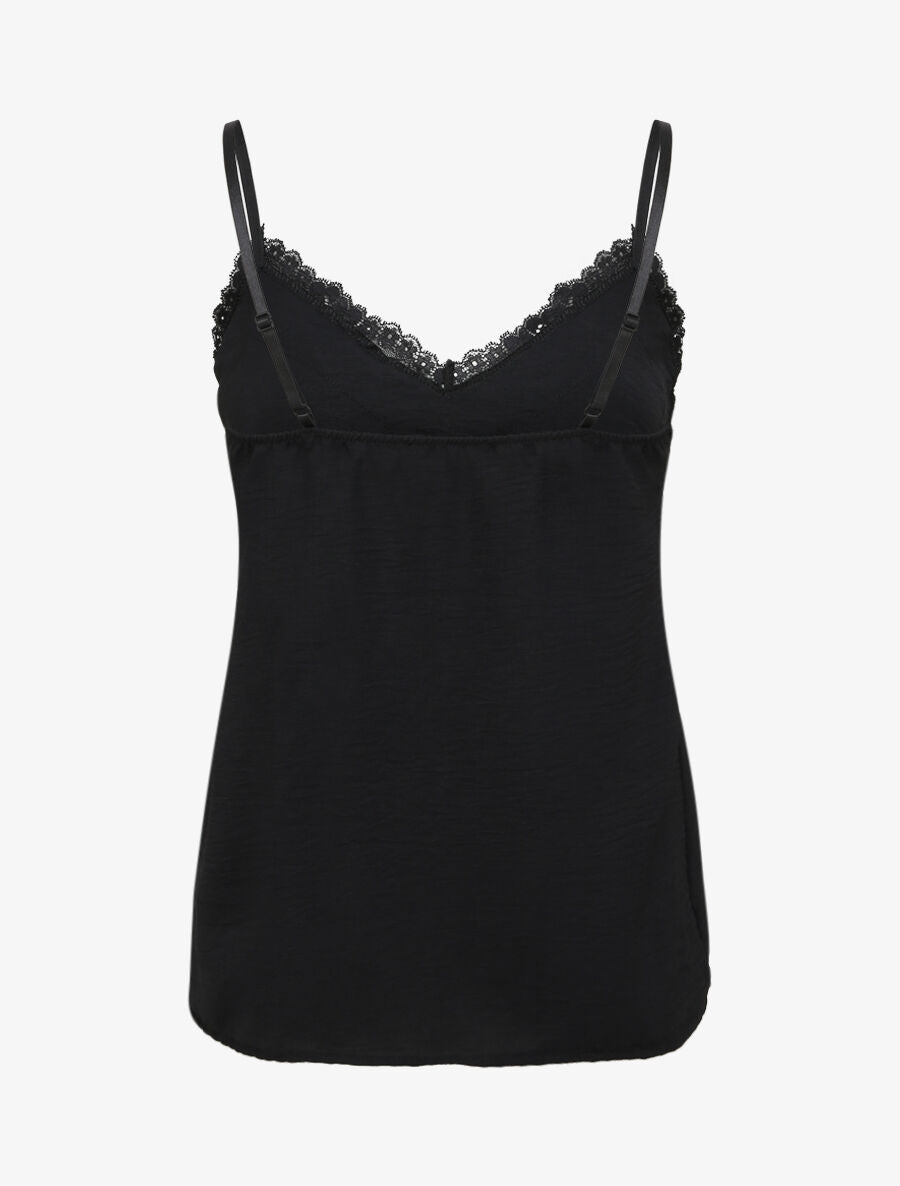 Caraco droit uni col dentelle - Noir - 2