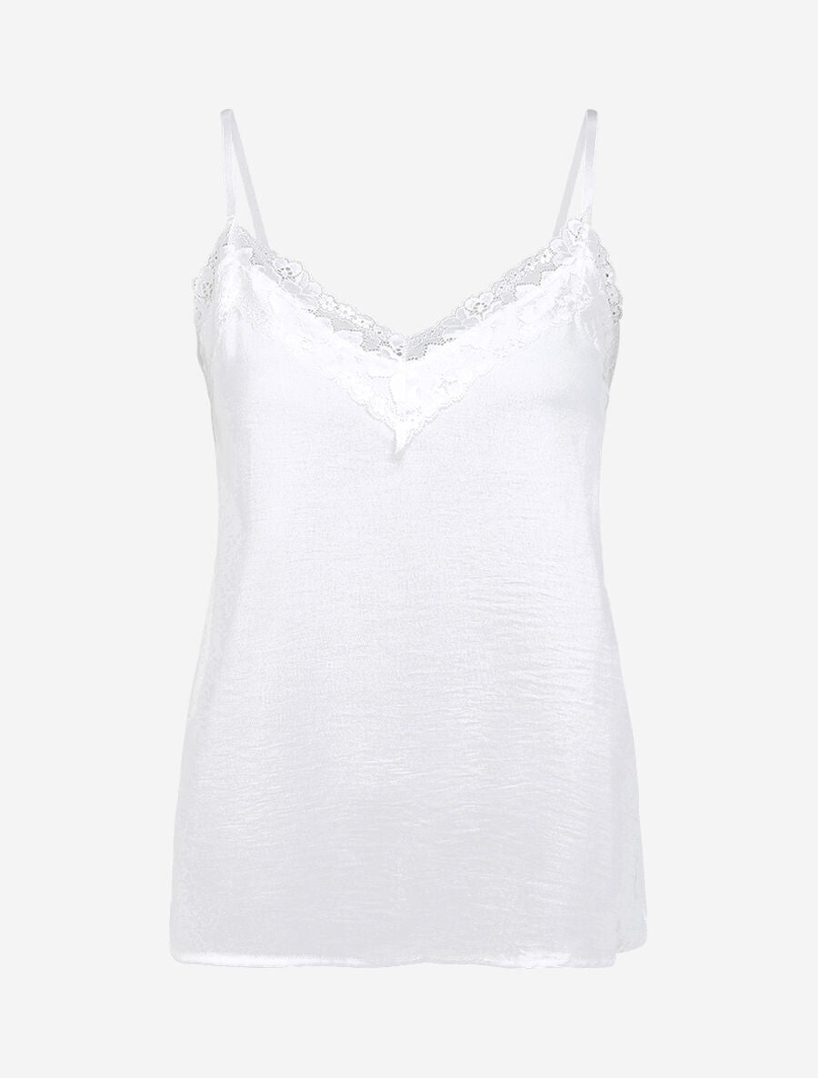 Caraco droit uni col dentelle - Blanc - 4