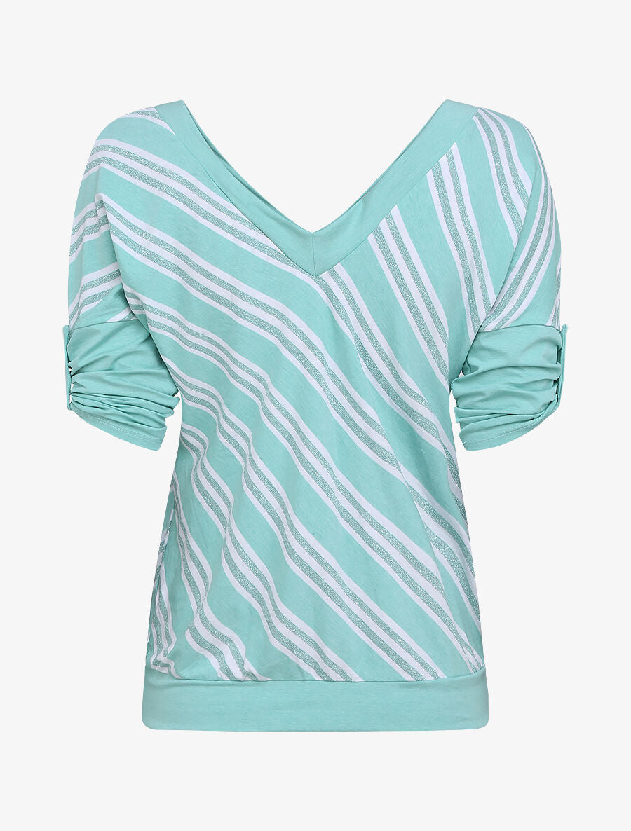 Top droit rayé irisé - Bleu clair - 2
