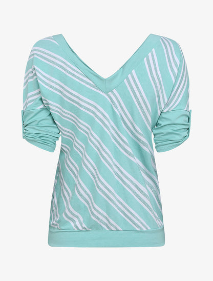 Top droit rayé irisé - Bleu clair - 2