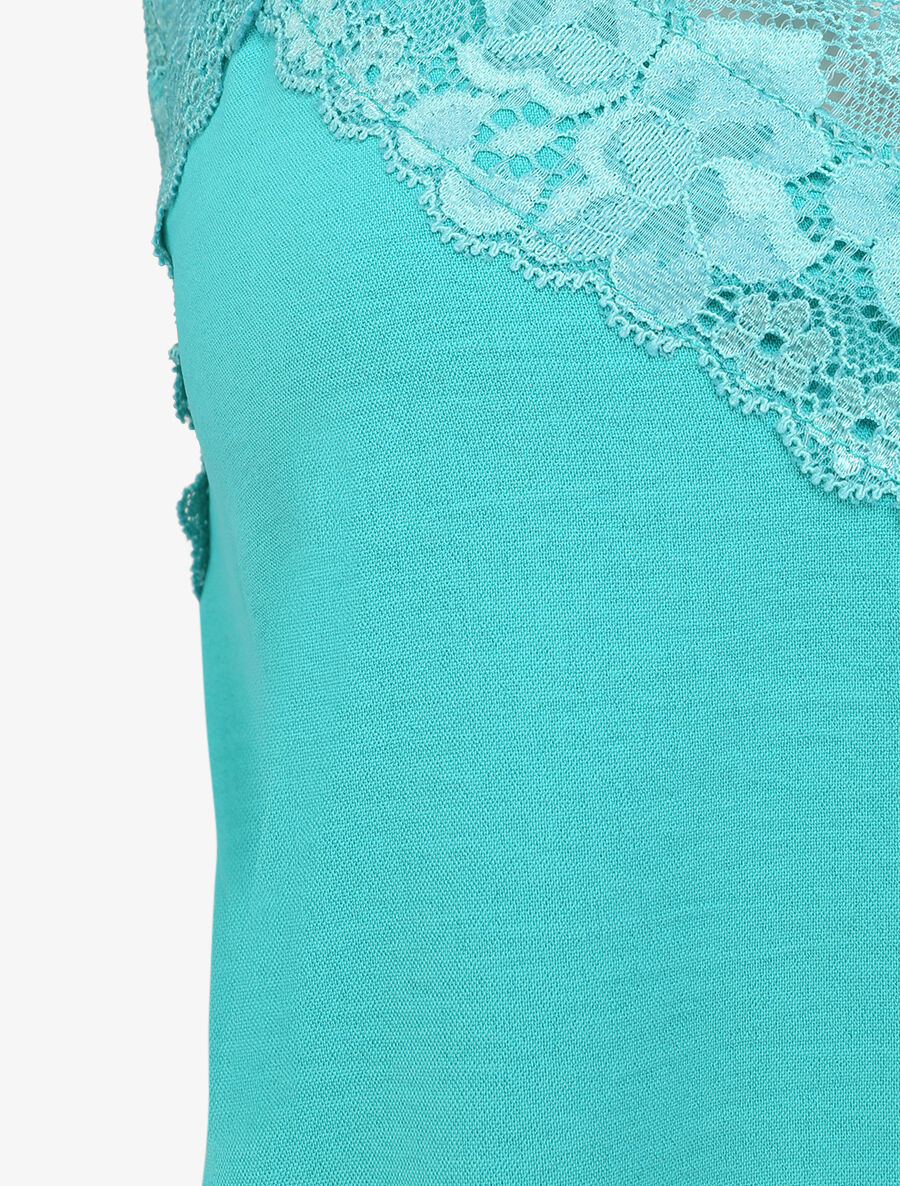 Caraco droit uni col dentelle - Vert menthe - 3