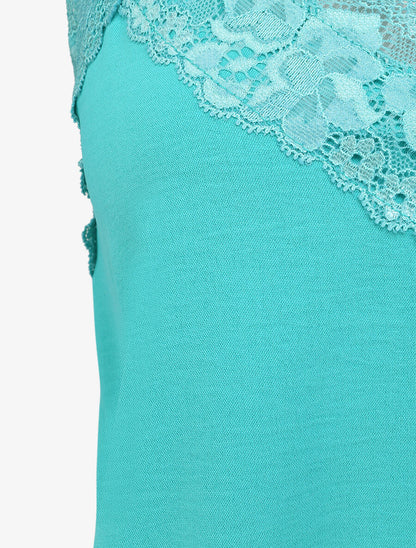 Caraco droit uni col dentelle - Vert menthe - 3