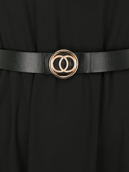 Robe longue asymétrique coupe patineuse - Noir - 3