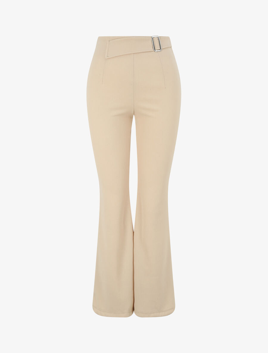 Pantalon taille standard coupe flare - Beige - 1