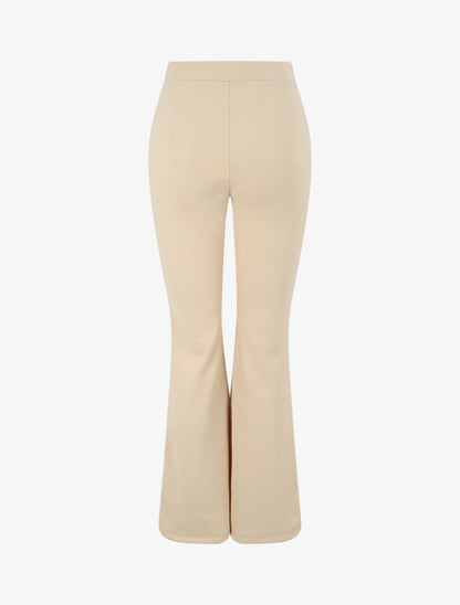 Pantalon taille standard coupe flare - Beige - 2