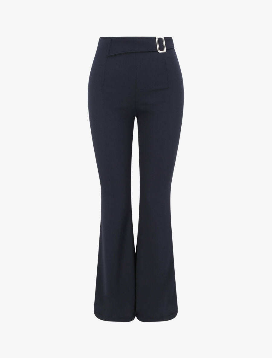 Pantalon taille standard coupe flare - Marine - 4