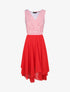 Robe patineuse rayée asymétrique à col cache-coeur - Rouge - 1