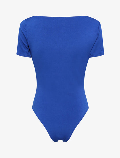 Body ajusté uni à col asymétrique - Bleu électrique - 2