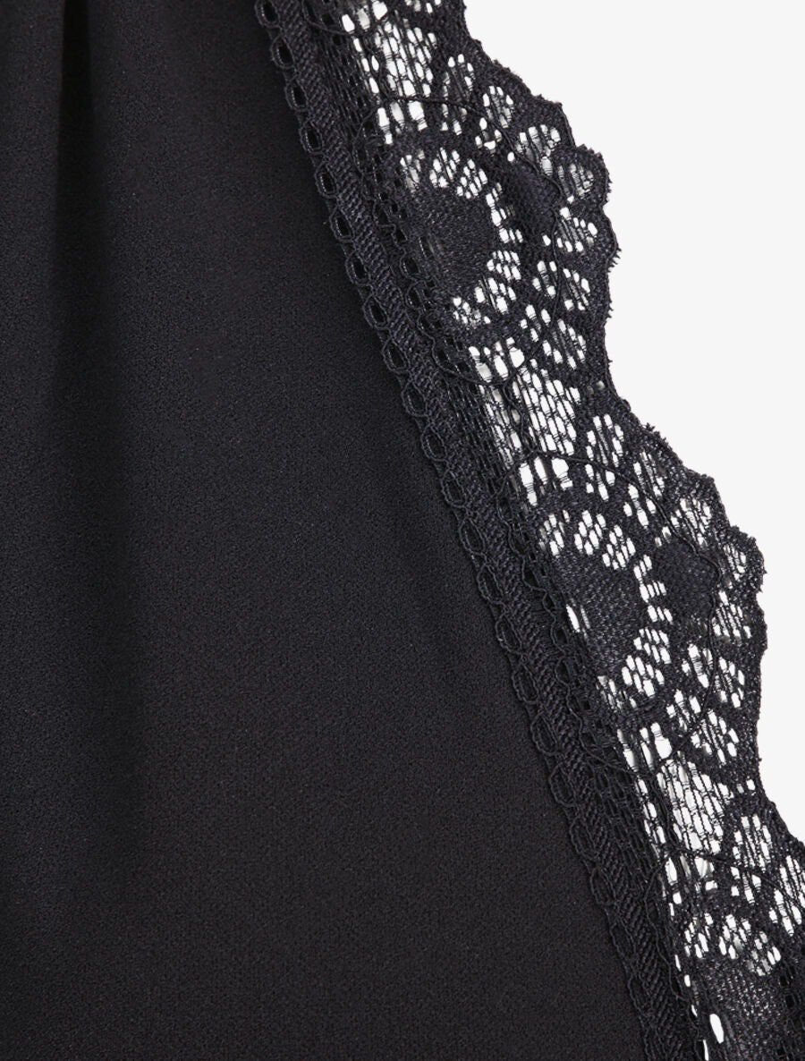 Combinaison flare cache-coeur à bord dentelle - Noir - 3