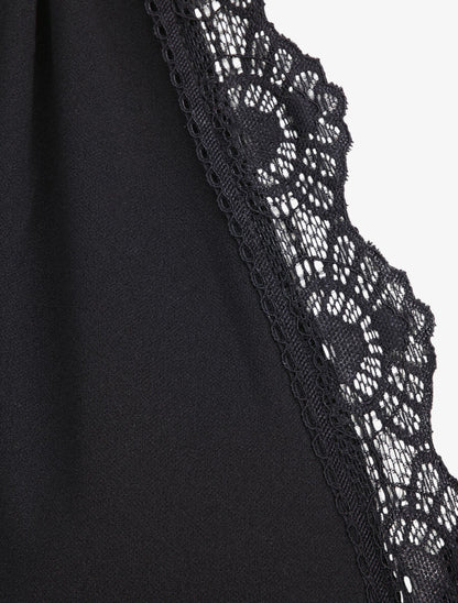 Combinaison flare cache-coeur à bord dentelle - Noir - 3