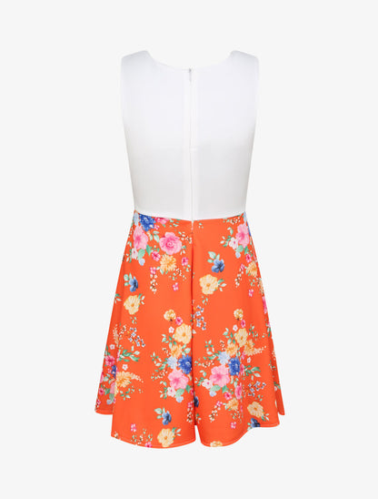 Robe cache-coeur bi-matière - Orange - 2