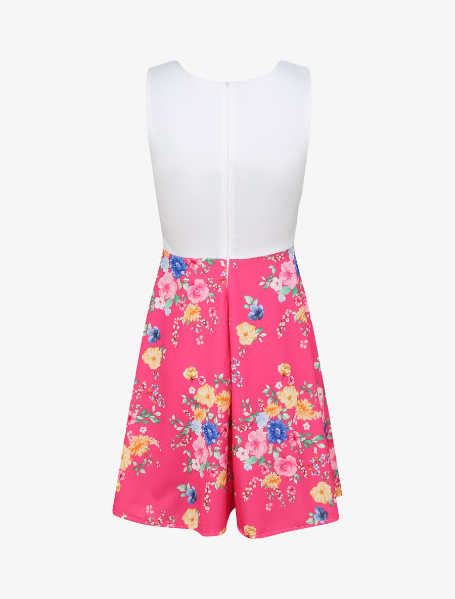 Robe cache-coeur bi-matière - Fushia - 2