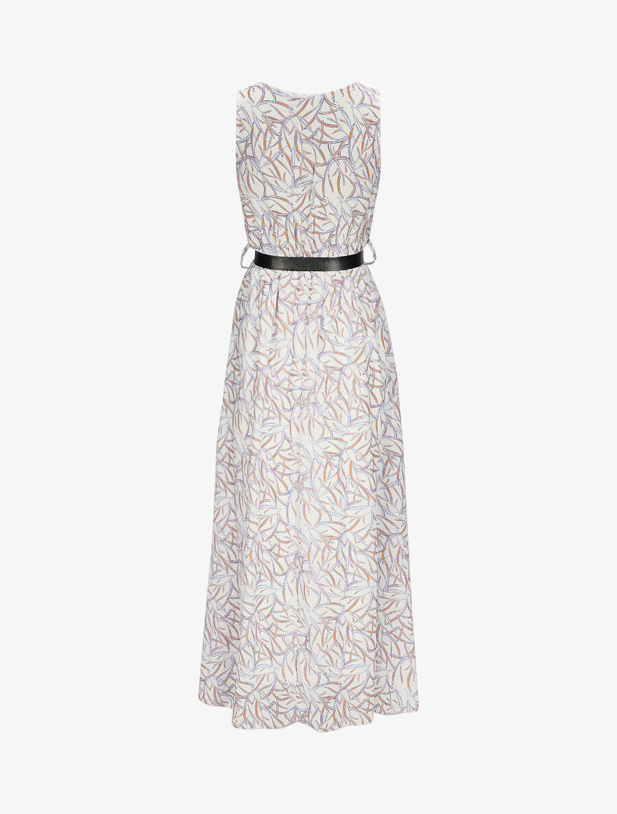 Robe longue à imprimé feuillages - Blanc - 2