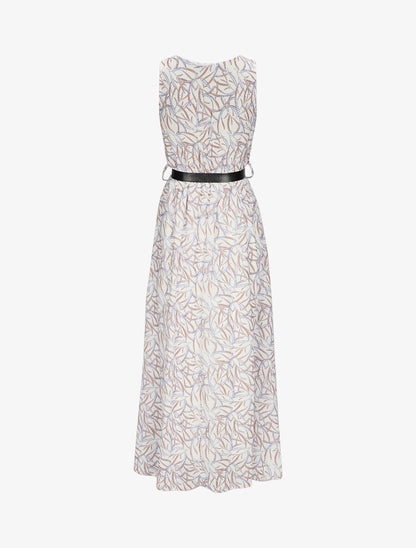 Robe longue à imprimé feuillages - Blanc - 2