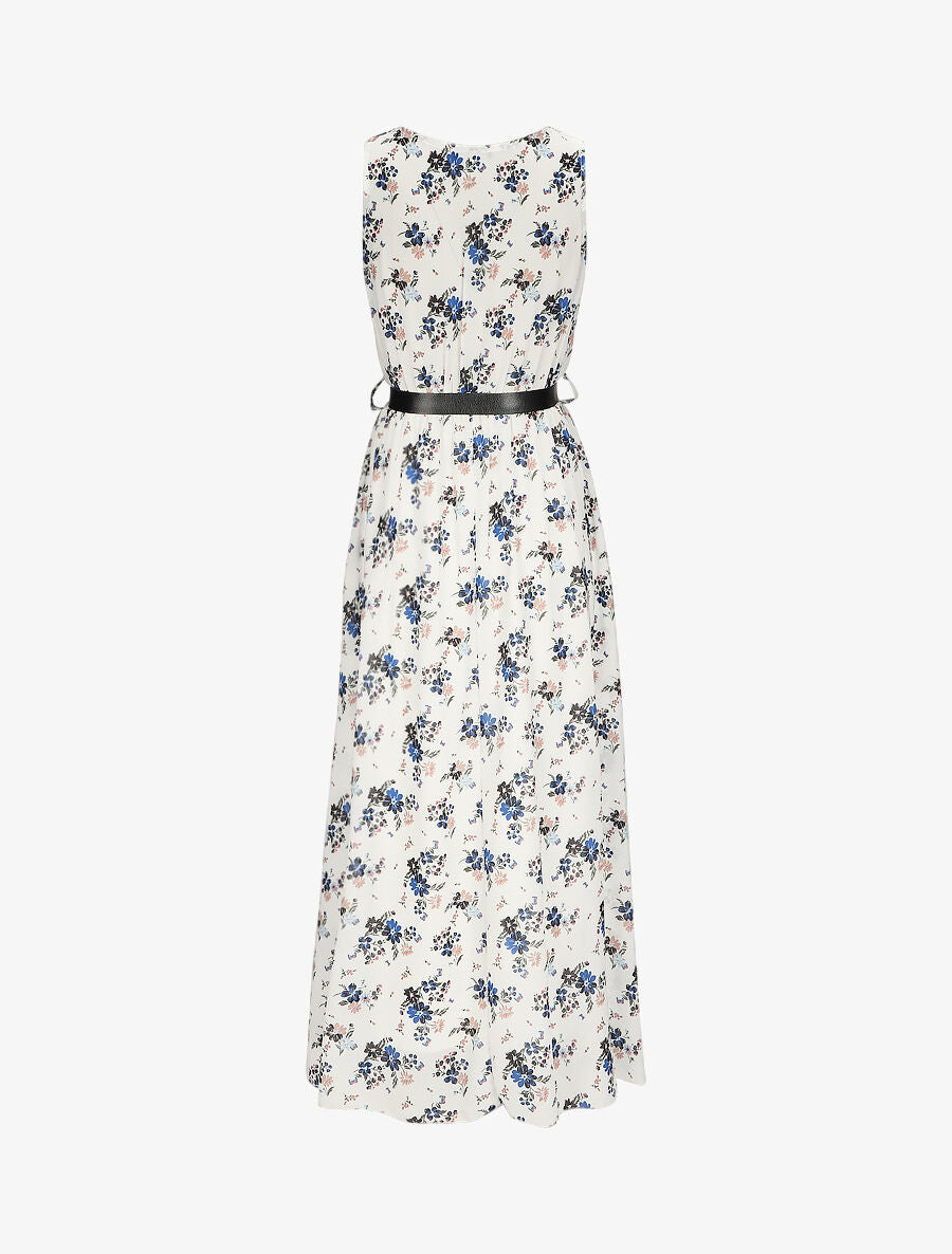 Robe longue à imprimé fleurs printanières - Blanc - 2
