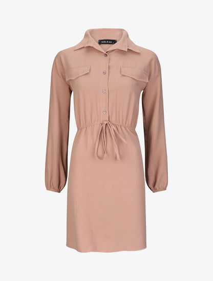 Robe chemise cintrée - Camel - 4