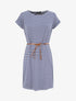 Robe courte droite rayée à manches courtes - Bleu - 1