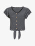 Top à imprimé marinière - Noir - 4