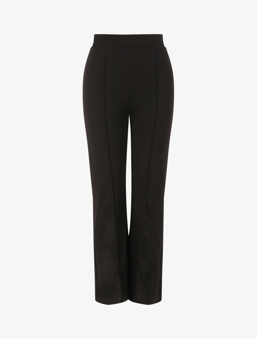 Pantalon droit uni taille haute - Noir - 1