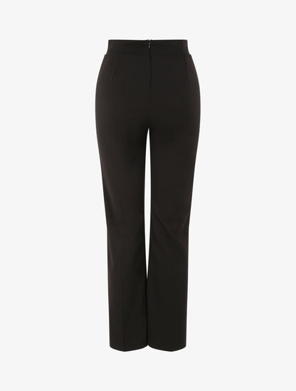 Pantalon droit uni taille haute - Noir - 2
