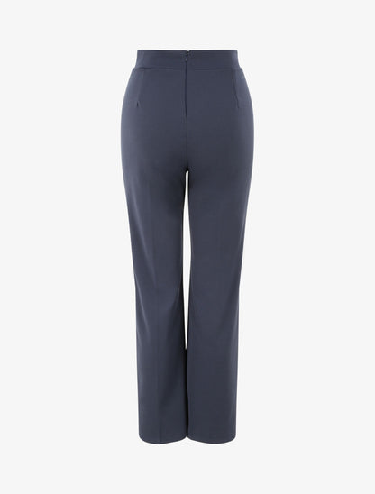 Pantalon droit uni taille haute - Marine - 2