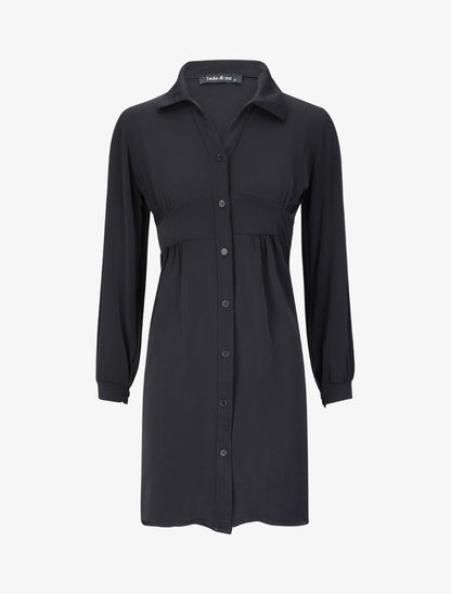 Robe chemise fluide - Noir - 4
