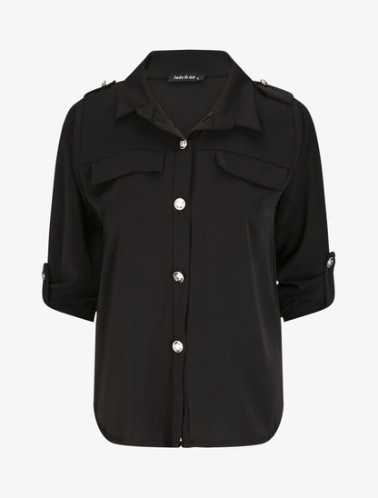 Chemise fluide unie - Noir - 5