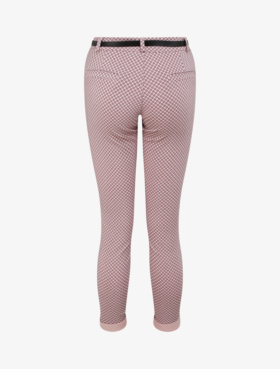 Pantalon 7/8 imprimé petites fleurs à revers - Rose - 2