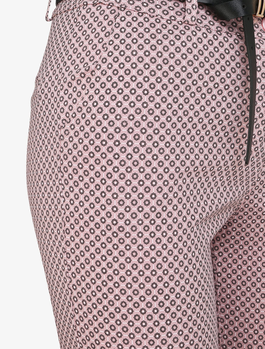 Pantalon 7/8 imprimé petites fleurs à revers - Rose - 3