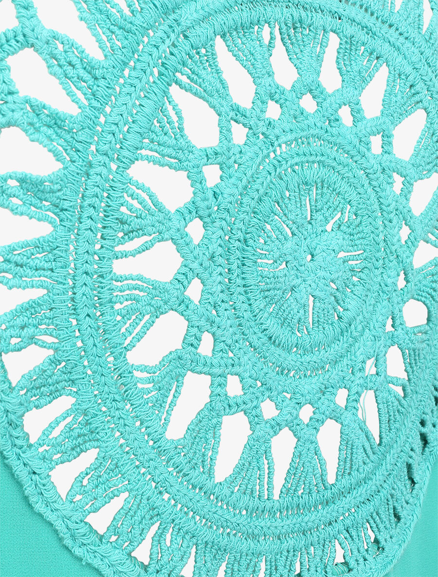 Top ample uni à dos en crochet - Turquoise - 3