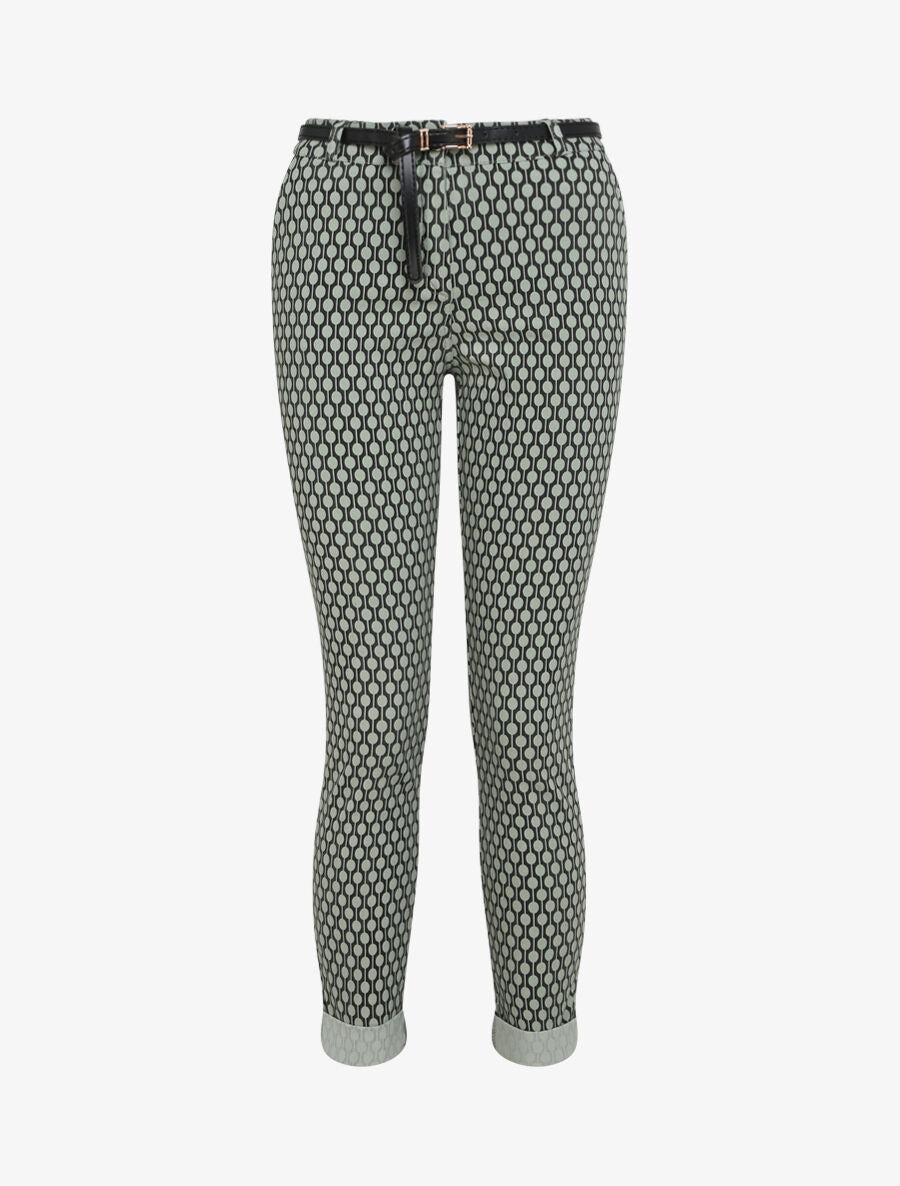 Pantalon 7/8 imprimé rond à revers - Kaki - 1