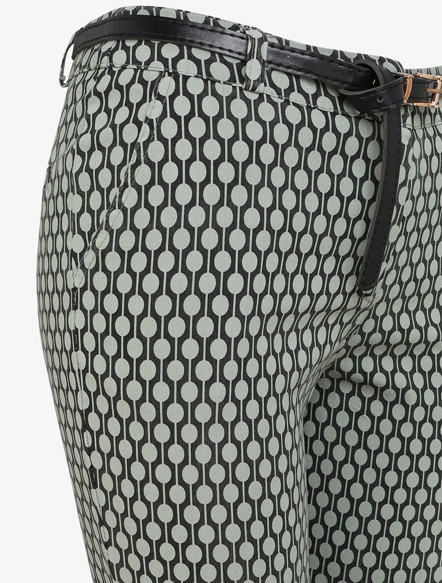 Pantalon 7/8 imprimé rond à revers - Kaki - 3