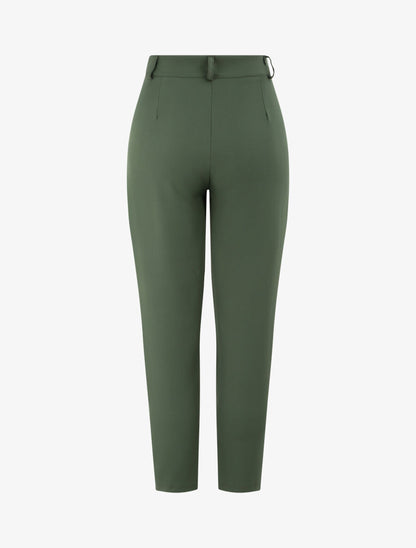 Pantalon fluide uni coupe droite - Kaki - 2