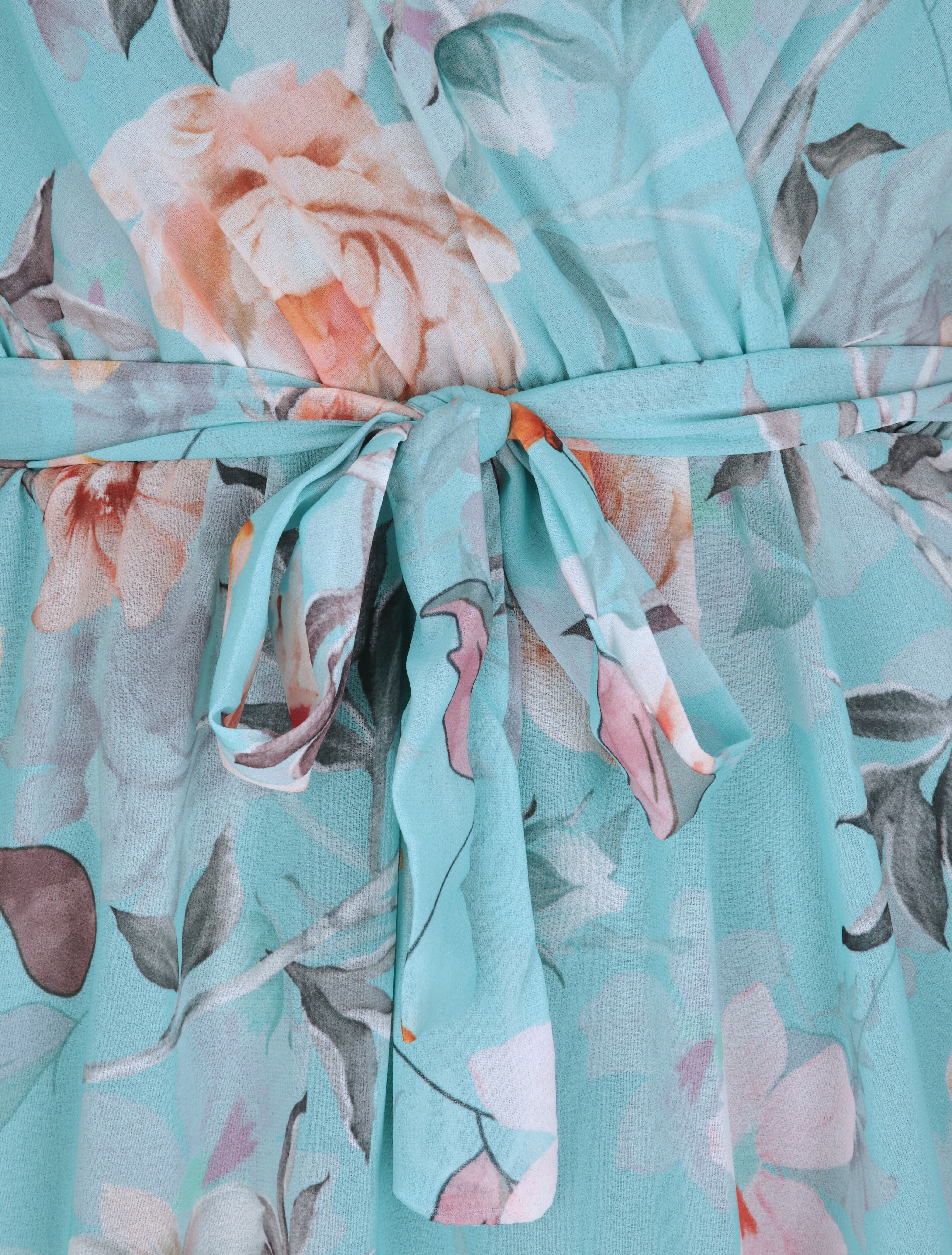 Robe en voile à imprimé grandes fleurs - Vert d&