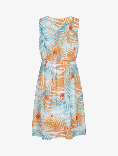 Robe patineuse à imprimé feuilles tropicales - Vert - 2