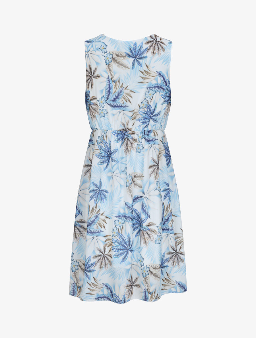 Robe patineuse à imprimé feuilles tropicales - Bleu - 2