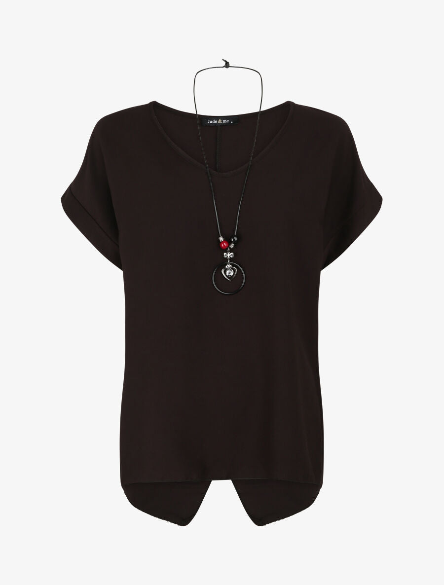 Top oversize à dos fendu - Noir - 1
