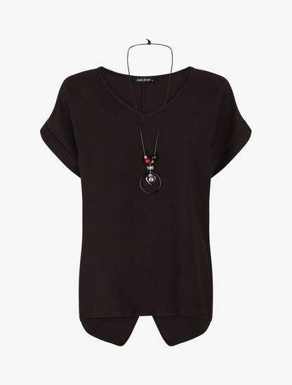 Top oversize à dos fendu - Noir - 1